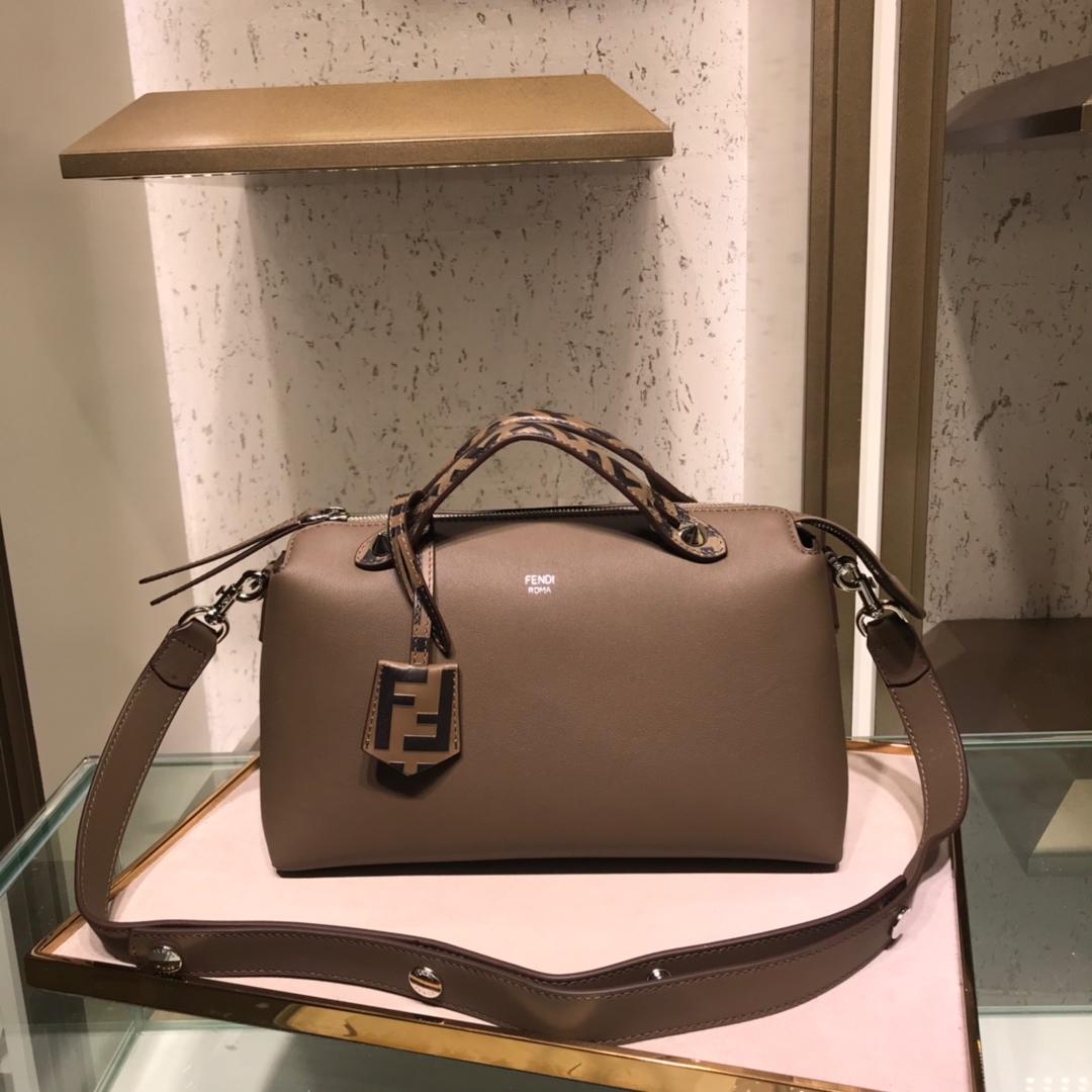 Fake Fendi By The Way Regular Exotic Gray Leather Boston Bag 28cm and 20cm