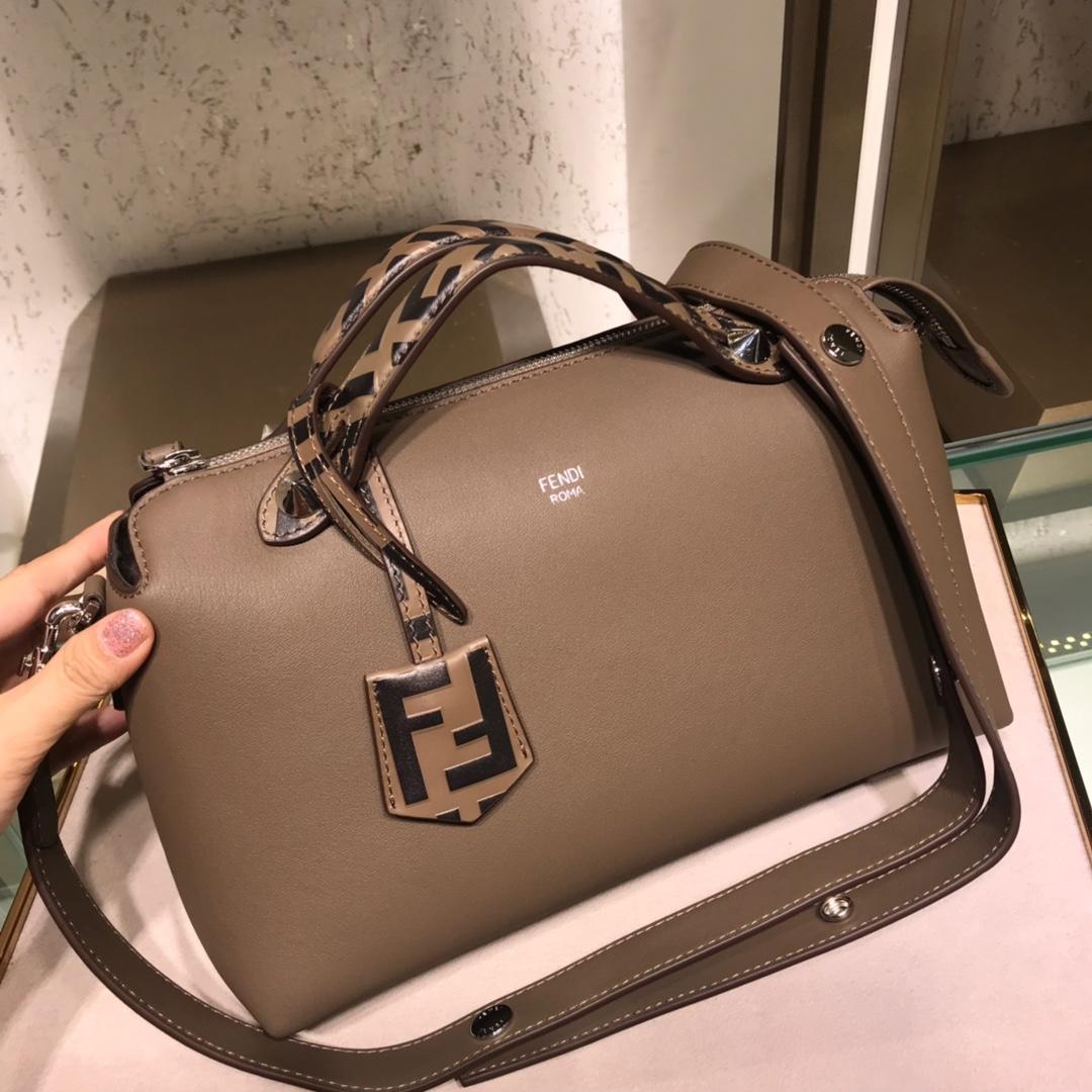 Fake Fendi By The Way Regular Exotic Gray Leather Boston Bag 28cm and 20cm