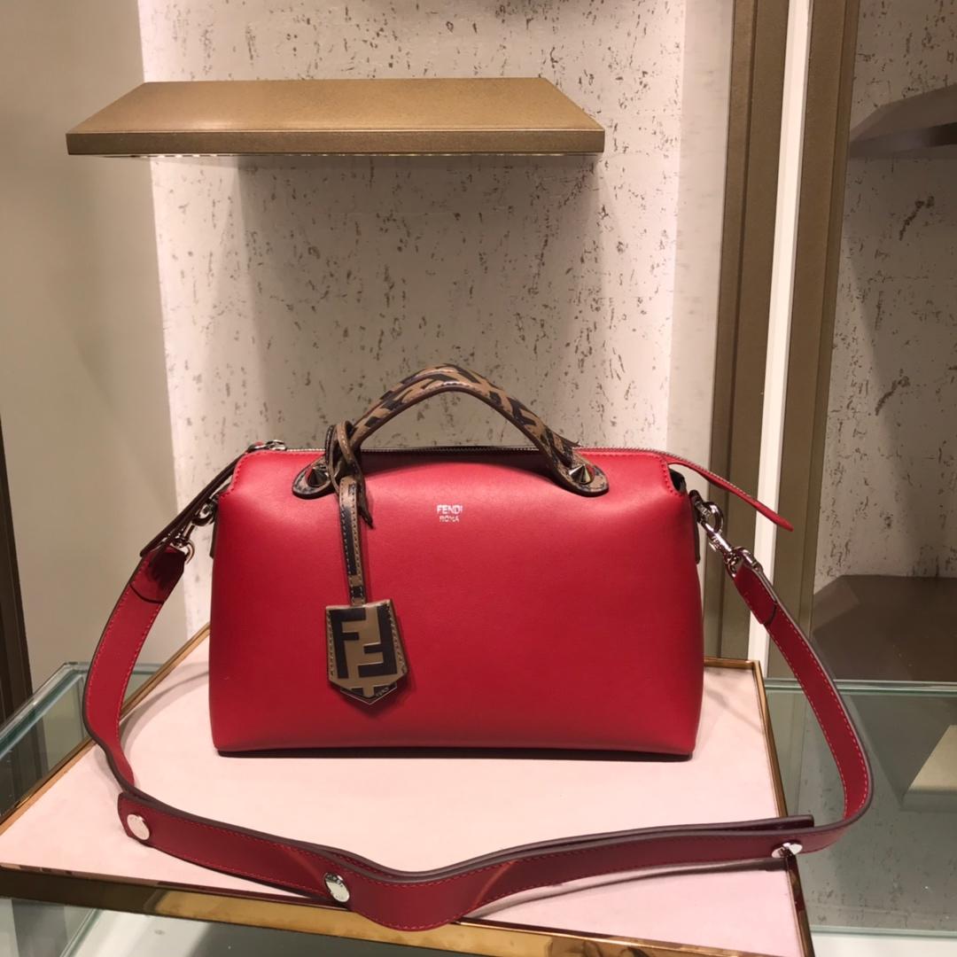 Fake Fendi By The Way Regular Exotic Red Leather Boston Bag 28cm and 20cm