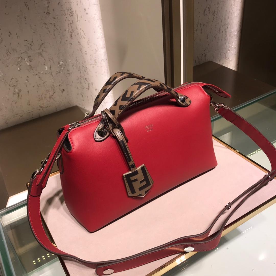 Fake Fendi By The Way Regular Exotic Red Leather Boston Bag 28cm and 20cm