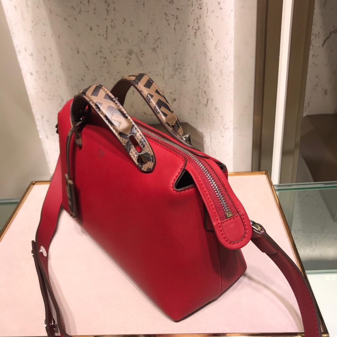 Fake Fendi By The Way Regular Exotic Red Leather Boston Bag 28cm and 20cm