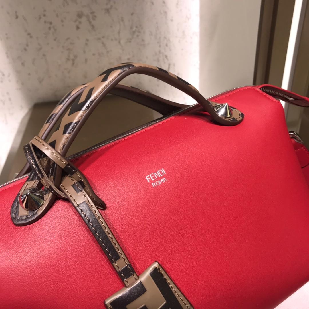 Fake Fendi By The Way Regular Exotic Red Leather Boston Bag 28cm and 20cm