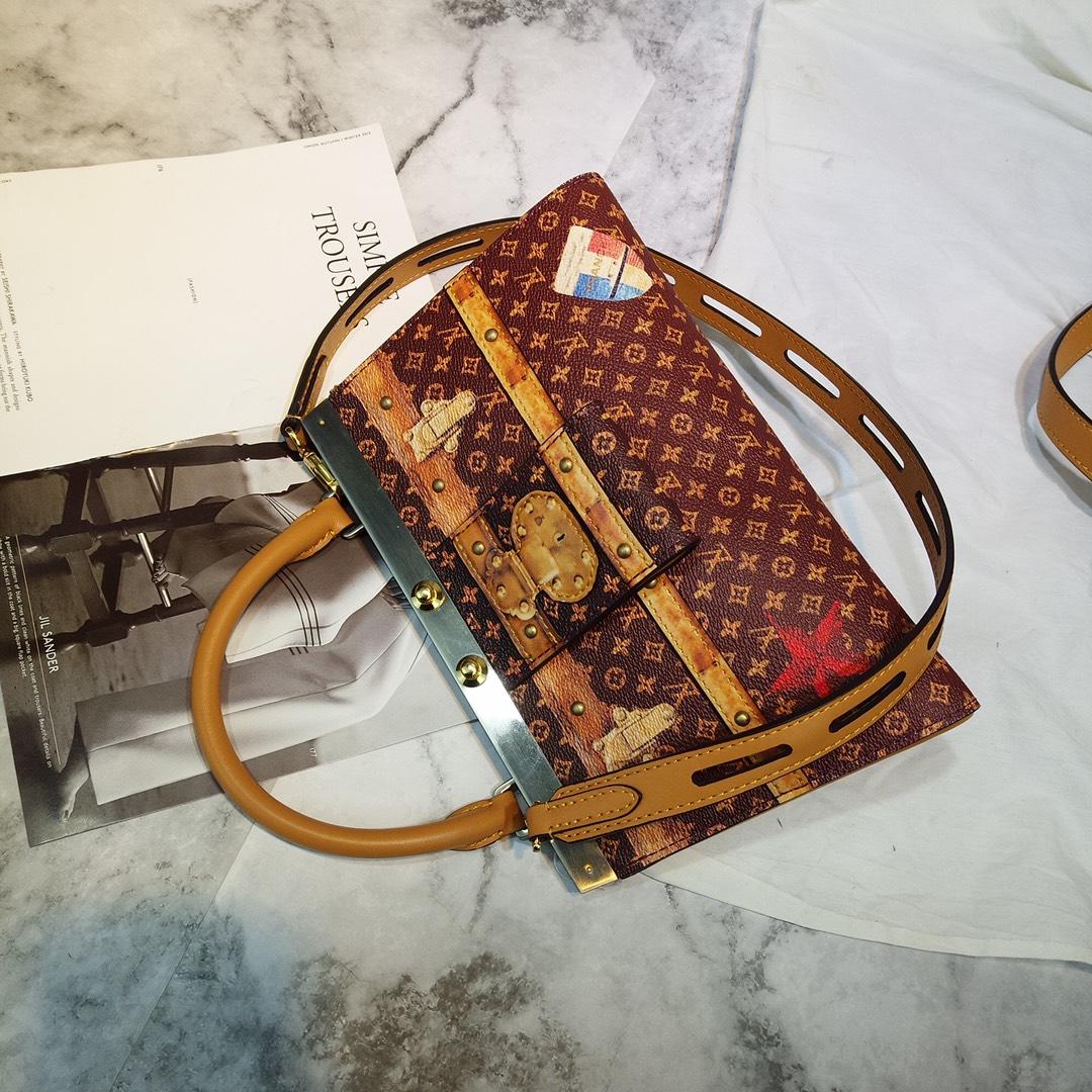 Fake Louis Vuitton M43946 Crown Frame Transformed Monogram Coated Canvas Exterior Calf Leather