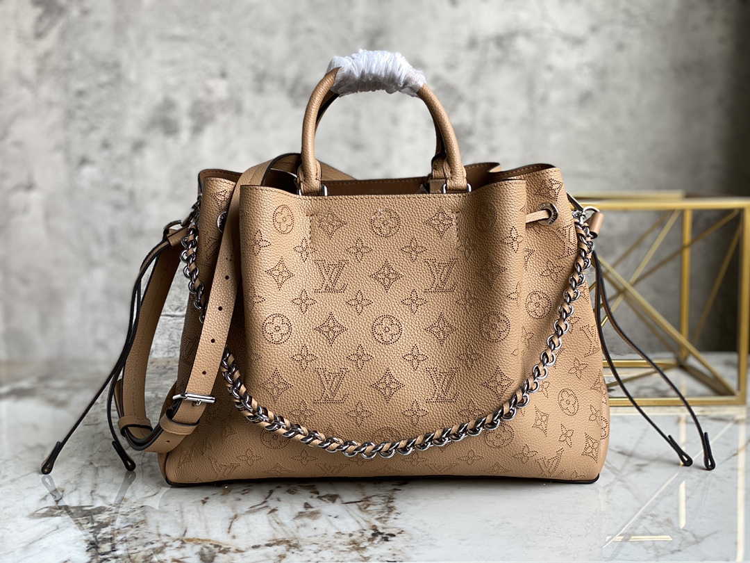 Fake Louis Vuitton M59655 Bella Tote Mahina Perforated Calfskin Arizona Brown