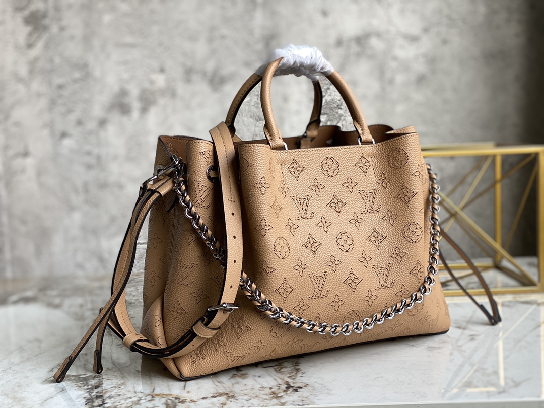 Fake Louis Vuitton M59655 Bella Tote Mahina Perforated Calfskin Arizona Brown