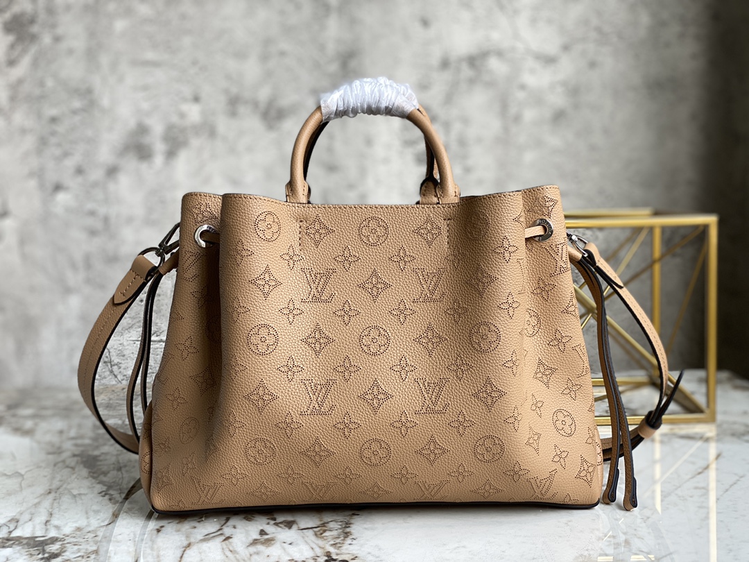 Fake Louis Vuitton M59655 Bella Tote Mahina Perforated Calfskin Arizona Brown