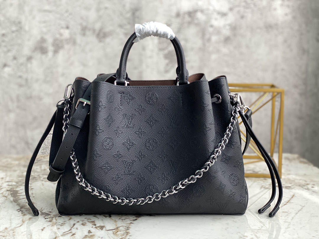 Fake Louis Vuitton M59655 Bella Tote Mahina Perforated Calfskin Black