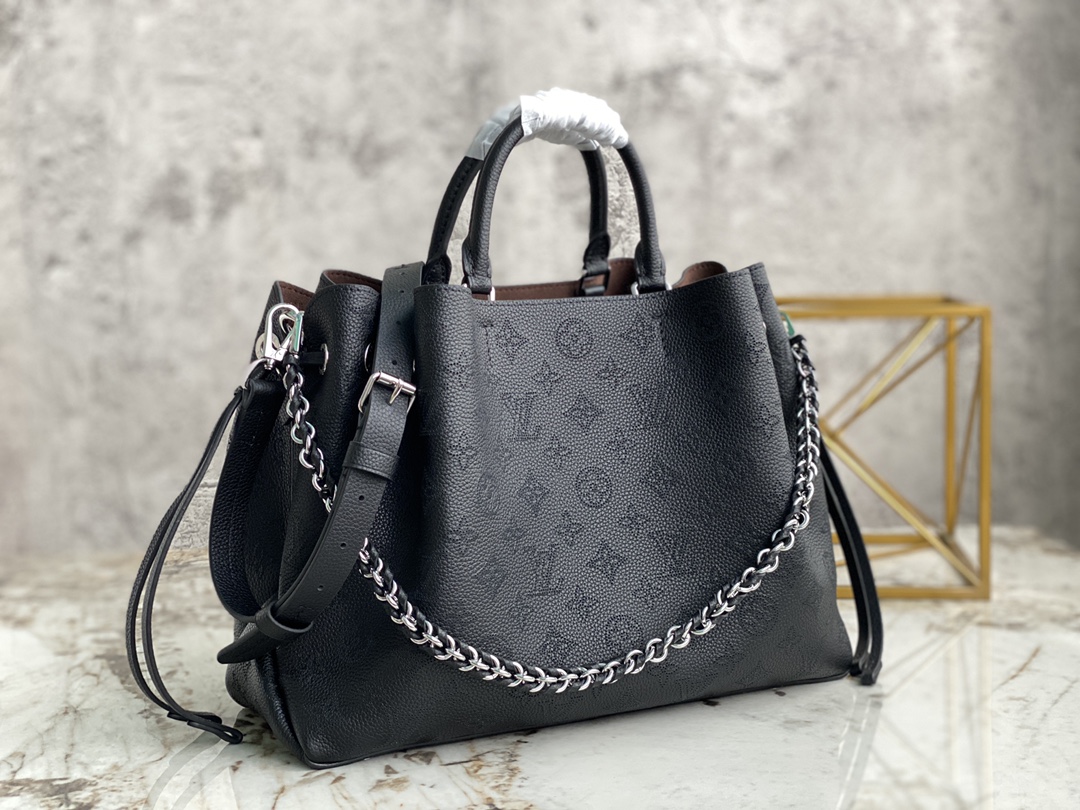 Fake Louis Vuitton M59655 Bella Tote Mahina Perforated Calfskin Black