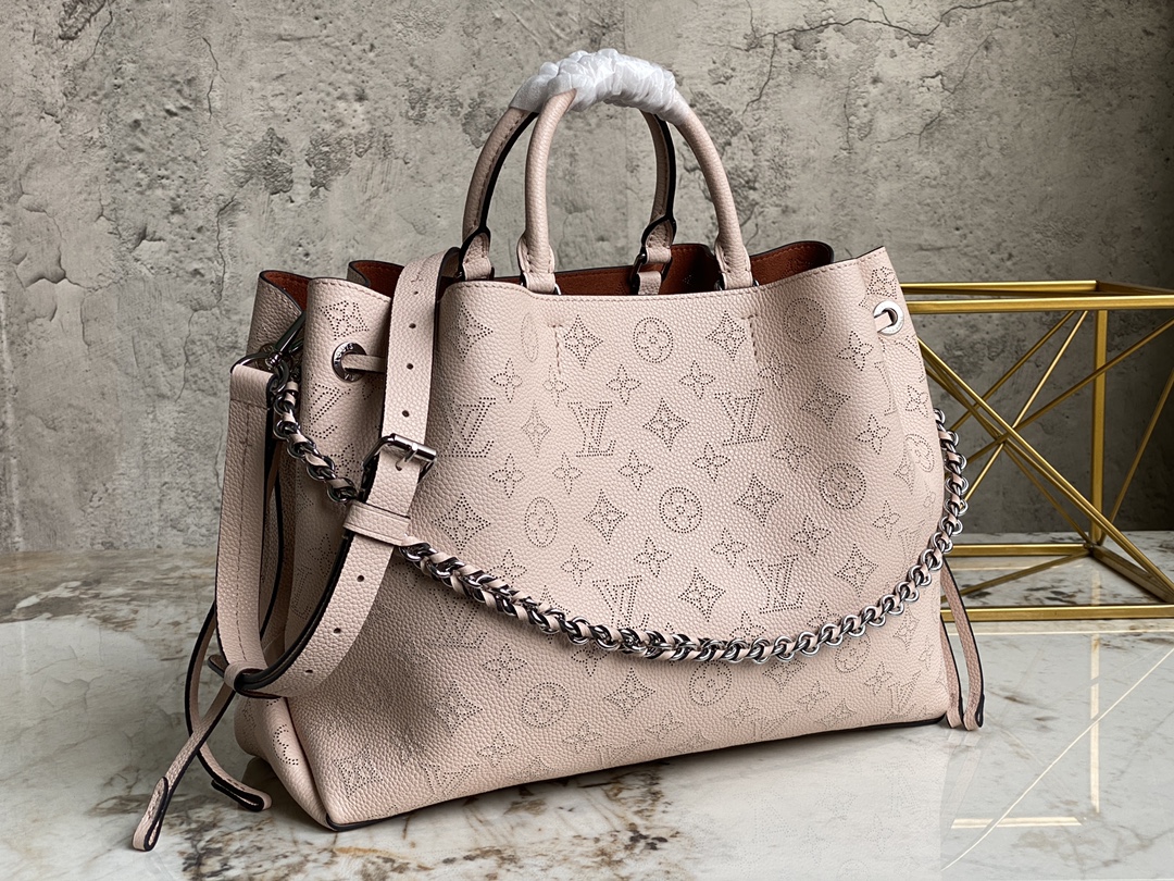 Fake Louis Vuitton M59655 Bella Tote Mahina Perforated Calfskin Pink