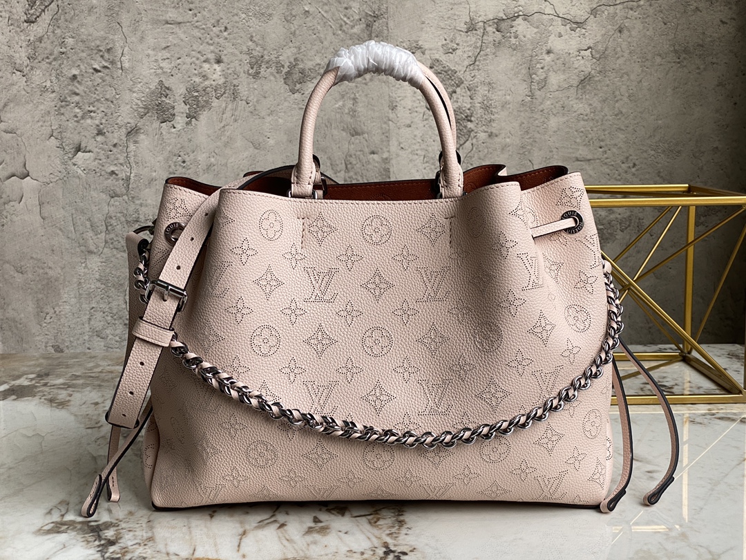 Fake Louis Vuitton M59655 Bella Tote Mahina Perforated Calfskin Pink