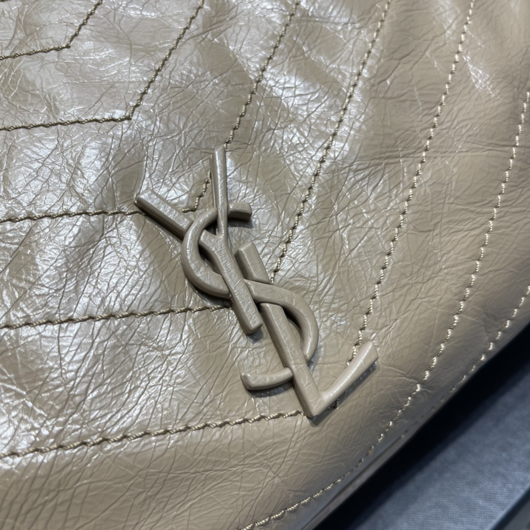 Fake Saint Laurent Niki Shopping Bag Wrinkled Leather Beige