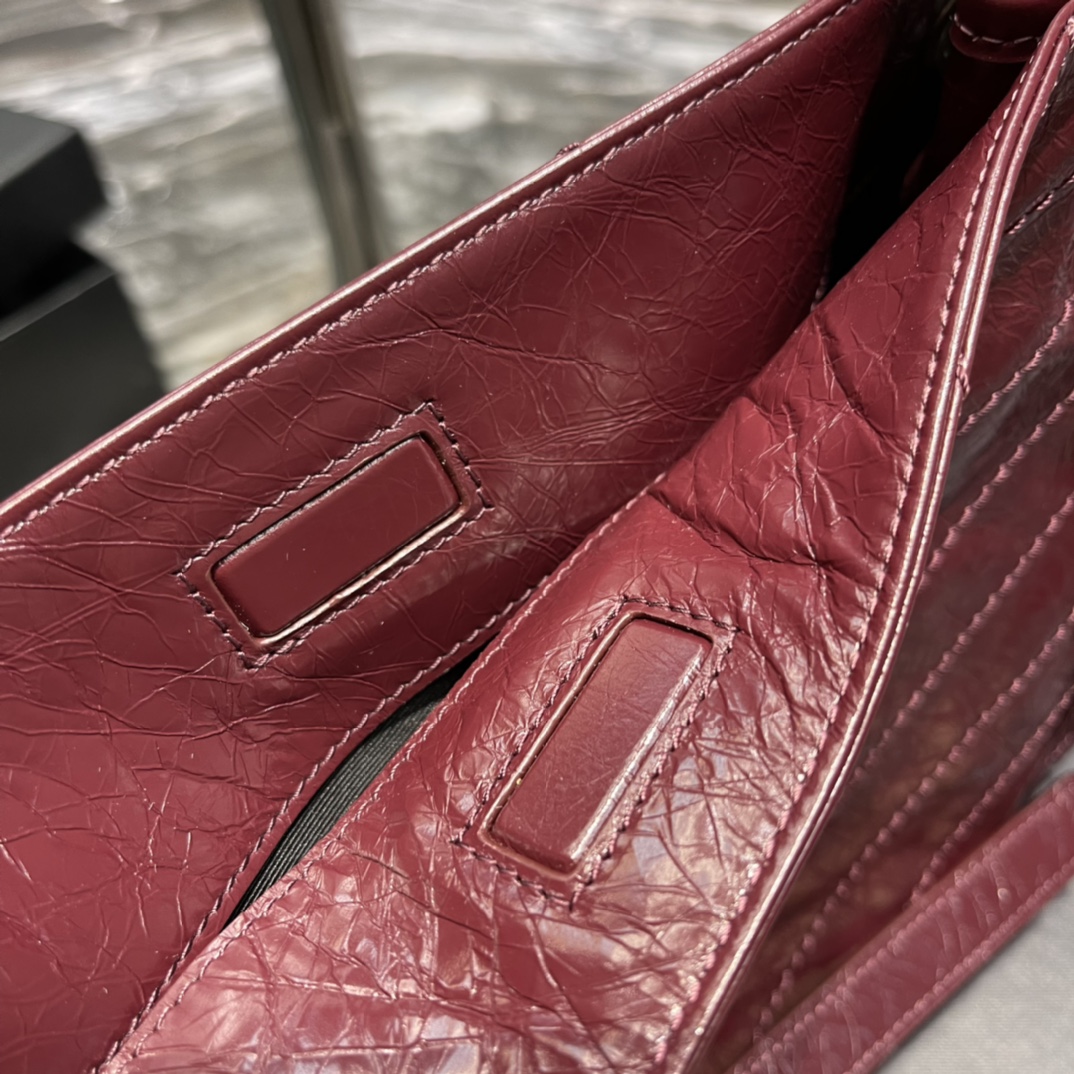 Fake Saint Laurent Niki Shopping Bag Wrinkled Leather Red