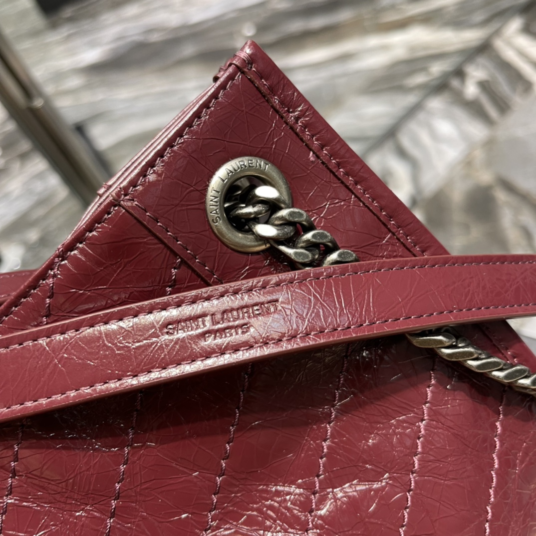 Fake Saint Laurent Niki Shopping Bag Wrinkled Leather Red