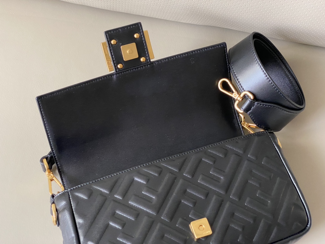 Fendi Baguette Black Nappa Leather Bag