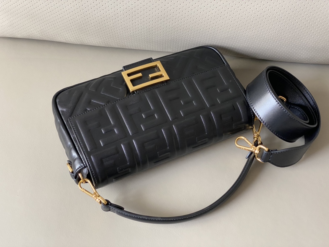 Fendi Baguette Black Nappa Leather Bag