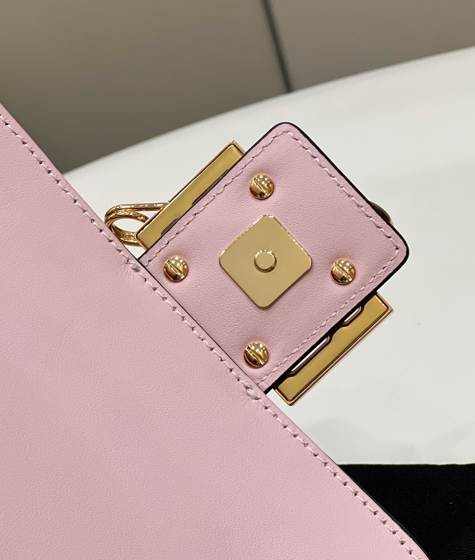 Fendi Baguette Brooch Fendace Pink Leather Bag With Double Straps