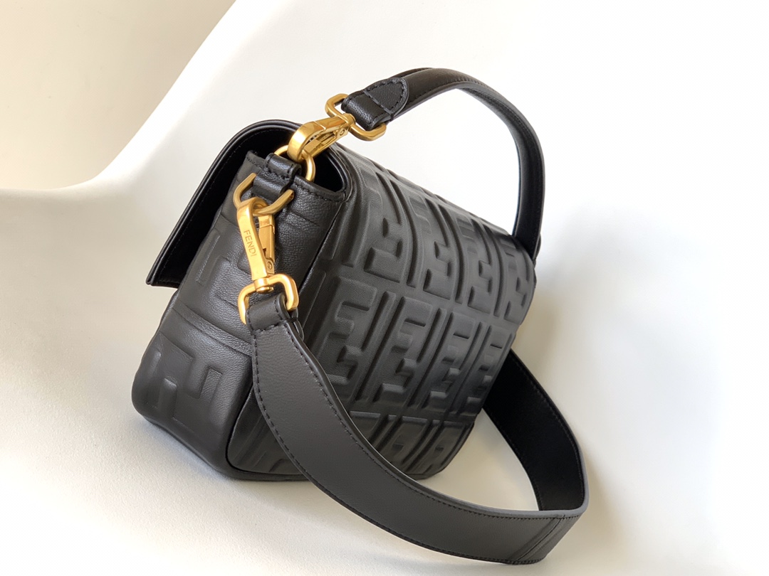 Fendi Baguette Nappa Leather Bag in Black