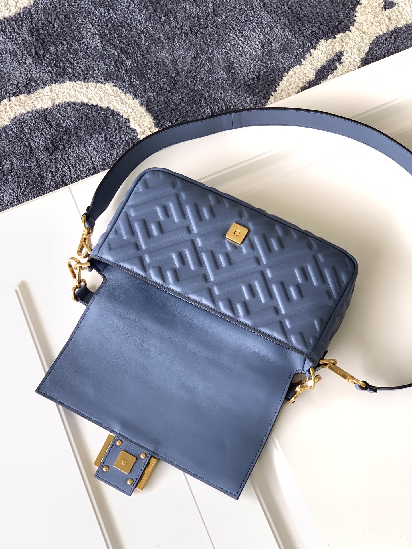 Fendi Baguette Nappa Leather Bag in Blue