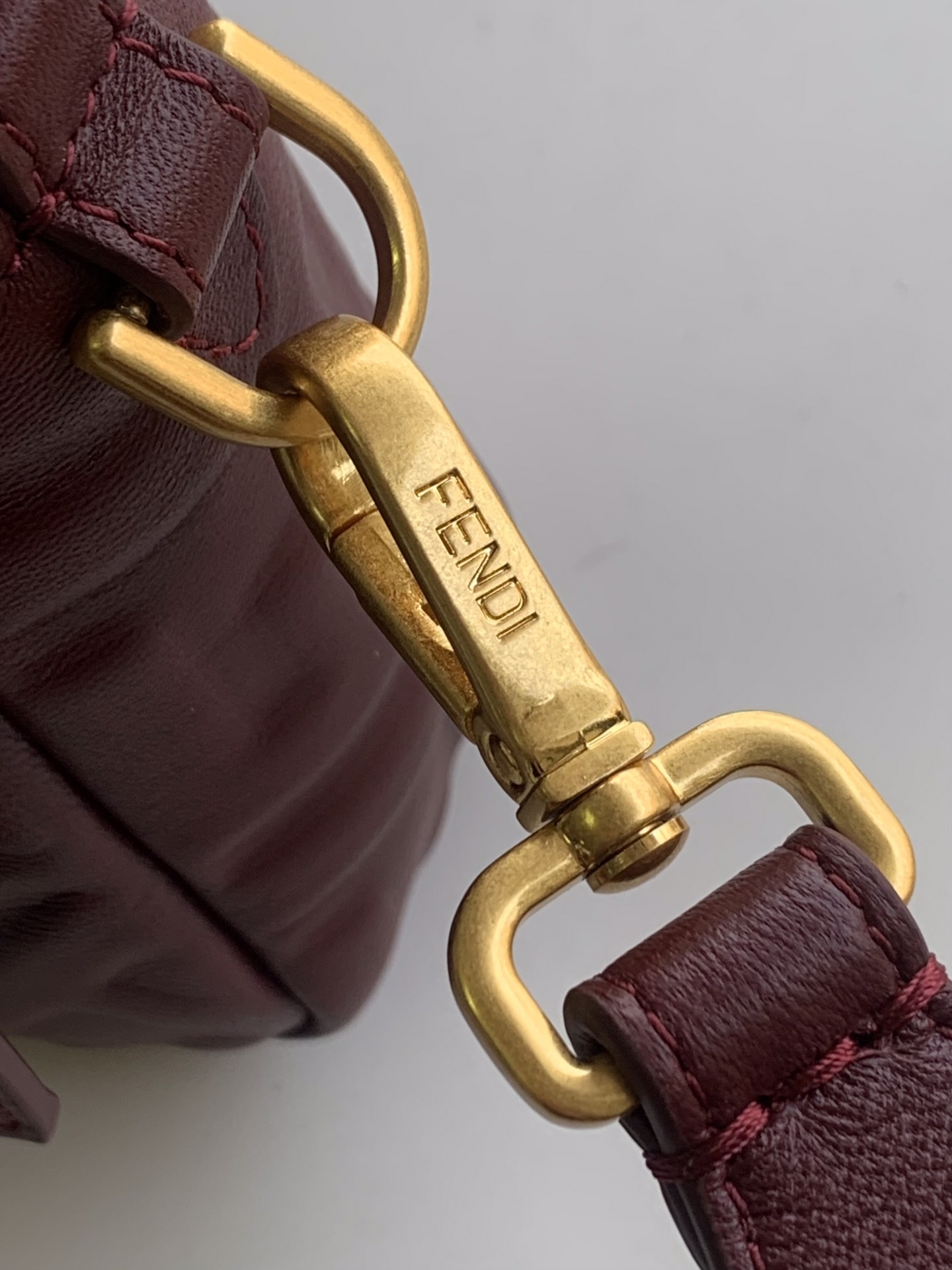 Fendi Baguette Nappa Leather Bag in Dark Red