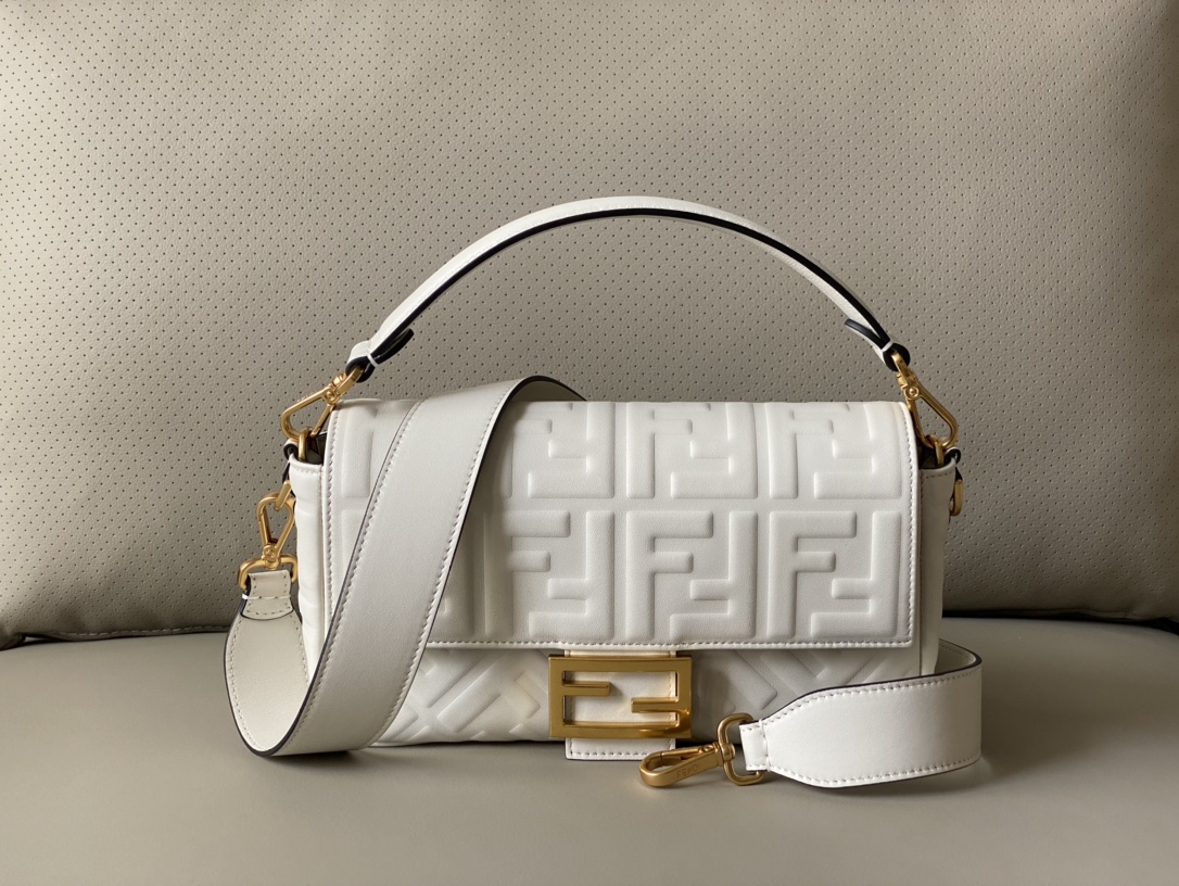 Fendi Baguette White Nappa Leather Bag