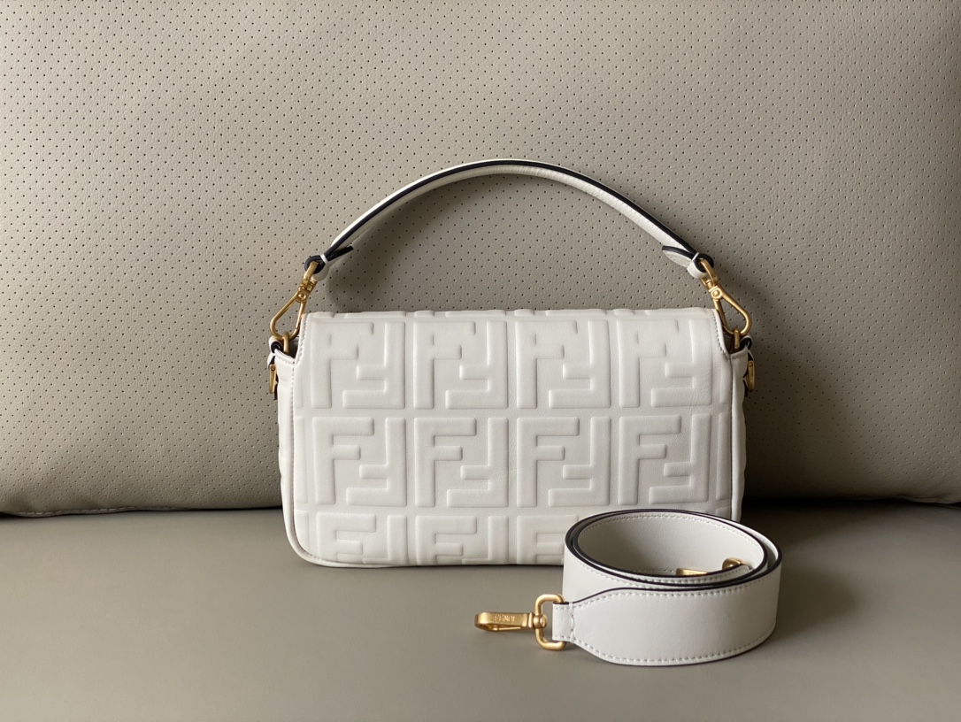 Fendi Baguette White Nappa Leather Bag