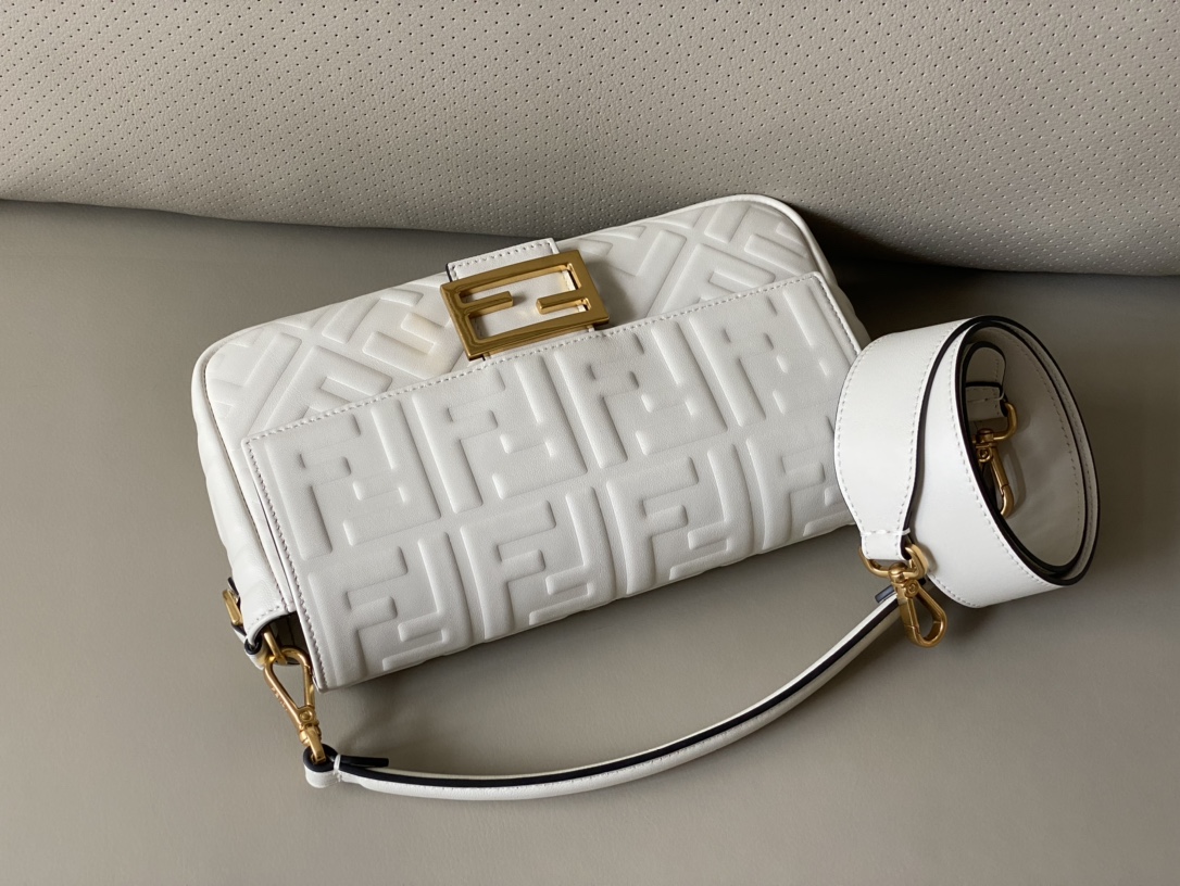 Fendi Baguette White Nappa Leather Bag