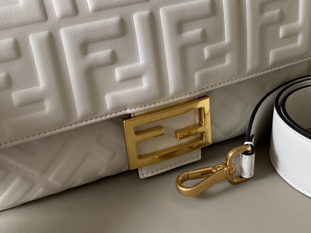 Fendi Baguette White Nappa Leather Bag