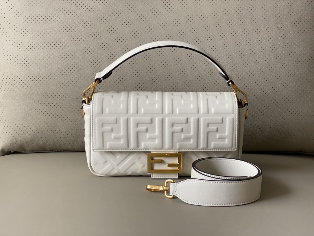 Fendi Baguette White Nappa Leather Bag