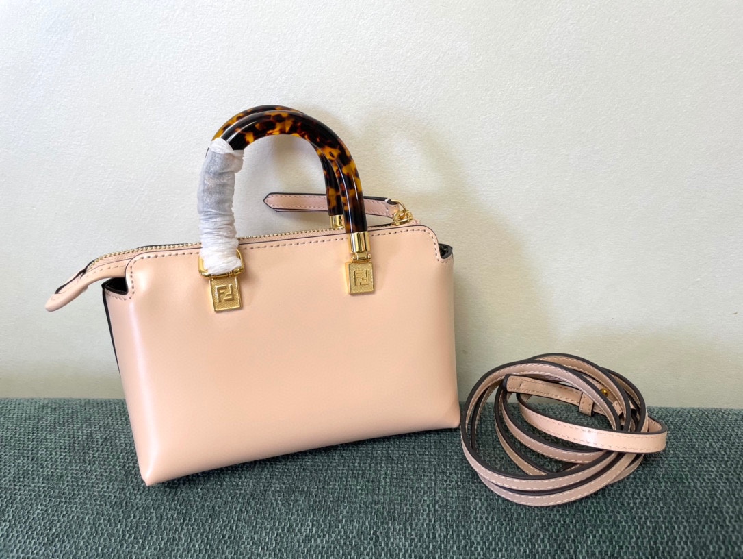 Fendi By The Way Mini Small Boston Bag in Light Pink Leather 