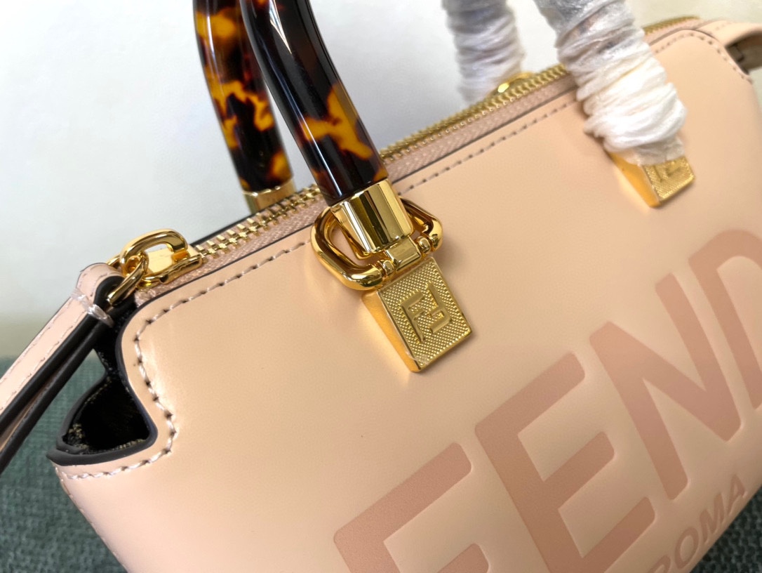 Fendi By The Way Mini Small Boston Bag in Light Pink Leather 