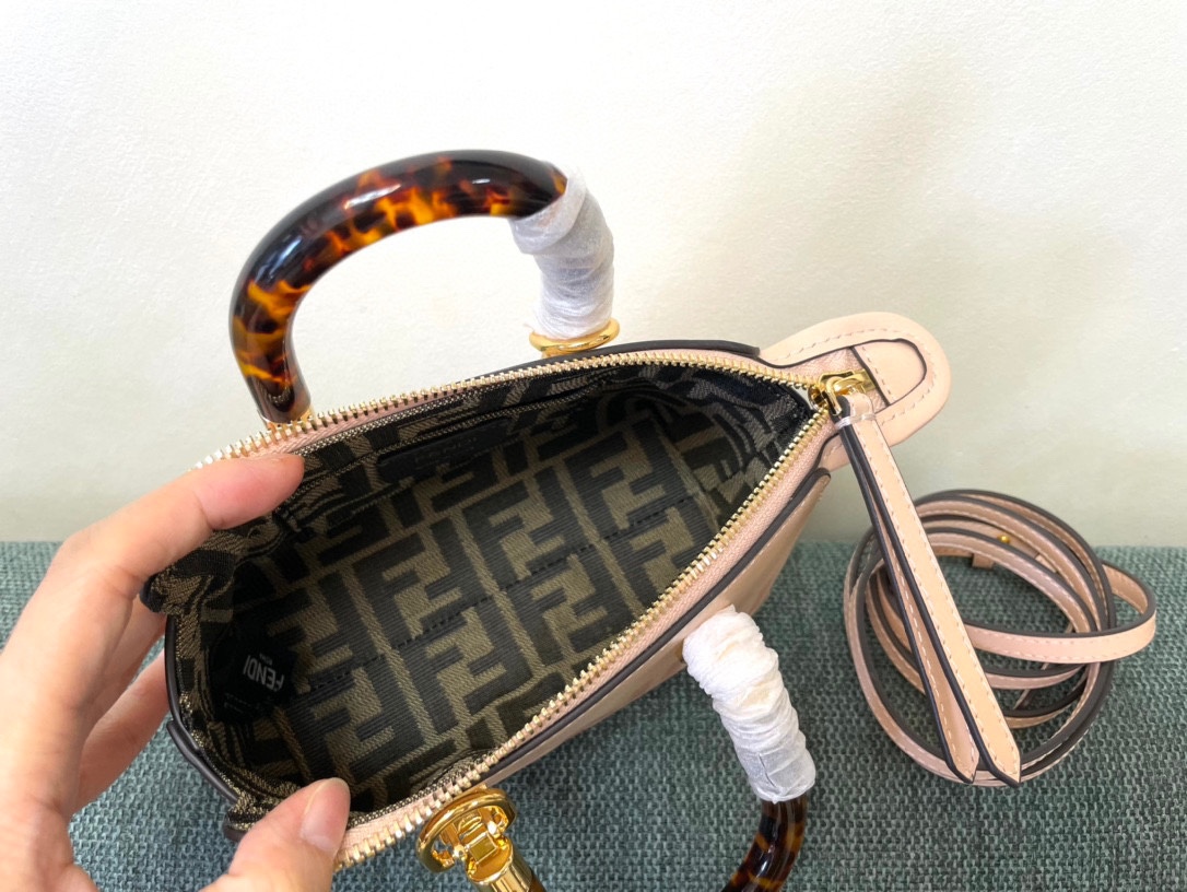 Fendi By The Way Mini Small Boston Bag in Light Pink Leather 