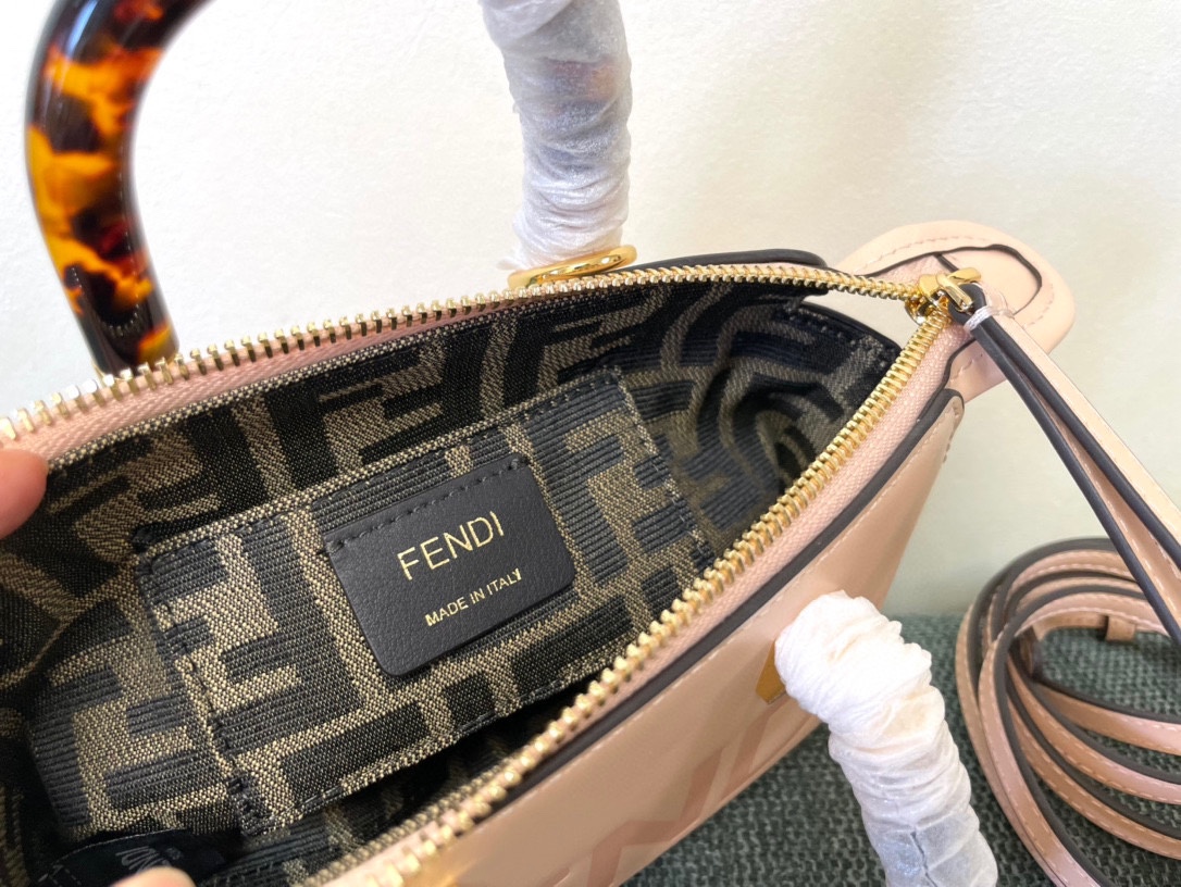 Fendi By The Way Mini Small Boston Bag in Light Pink Leather 