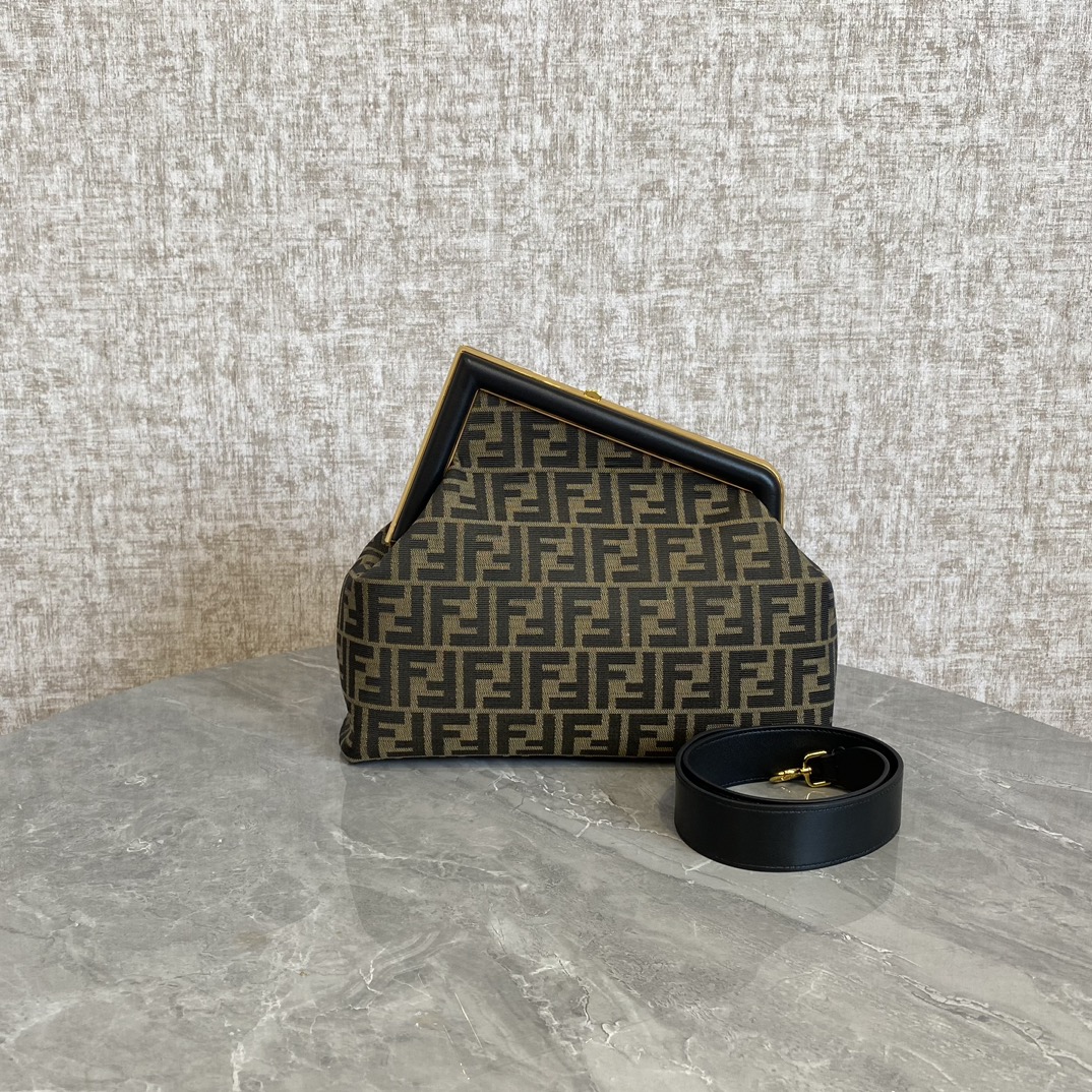 Fendi First Medium Black Bag with FF Jacquard Bag