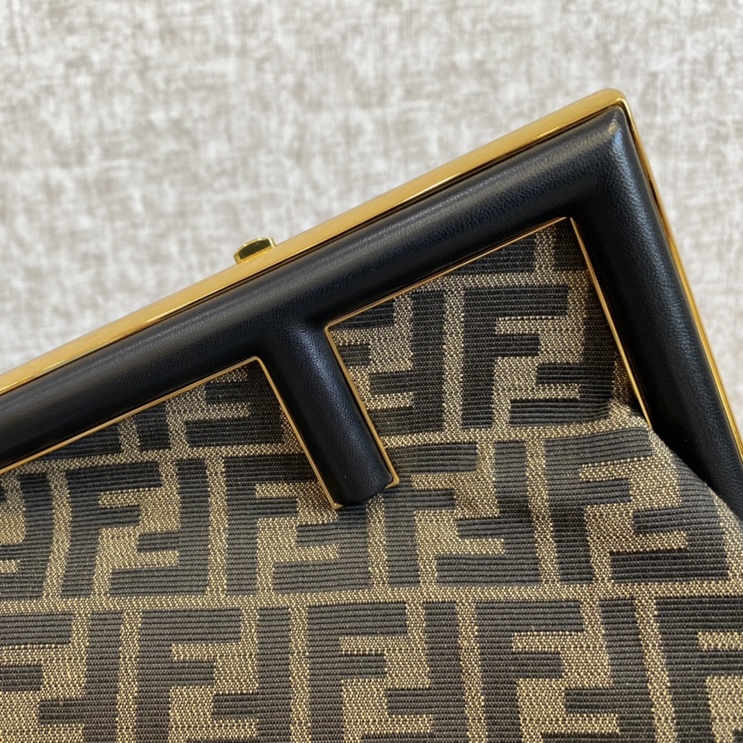 Fendi First Medium Black Bag with FF Jacquard Bag