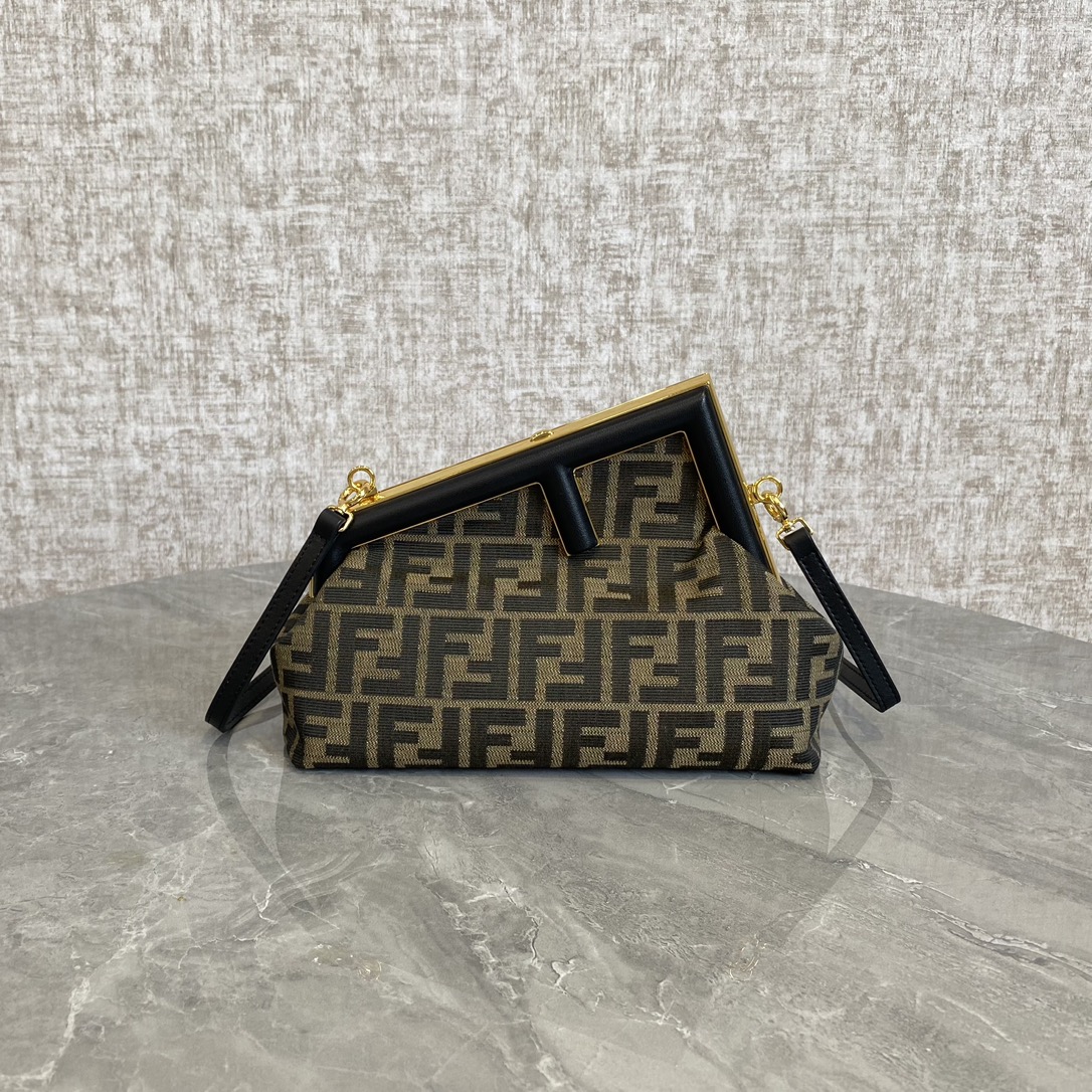 Fendi First Small Black Bag with FF Jacquard Bag