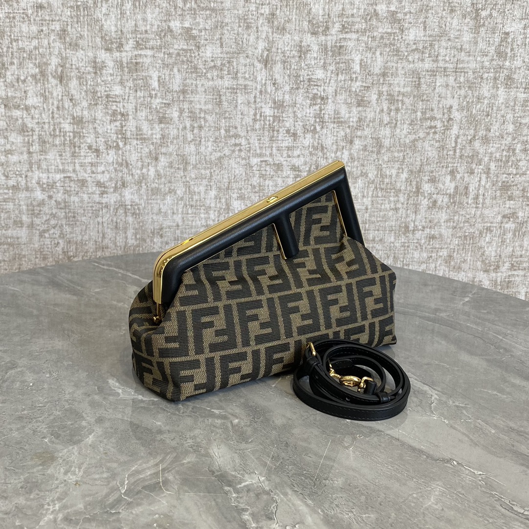 Fendi First Small Black Bag with FF Jacquard Bag