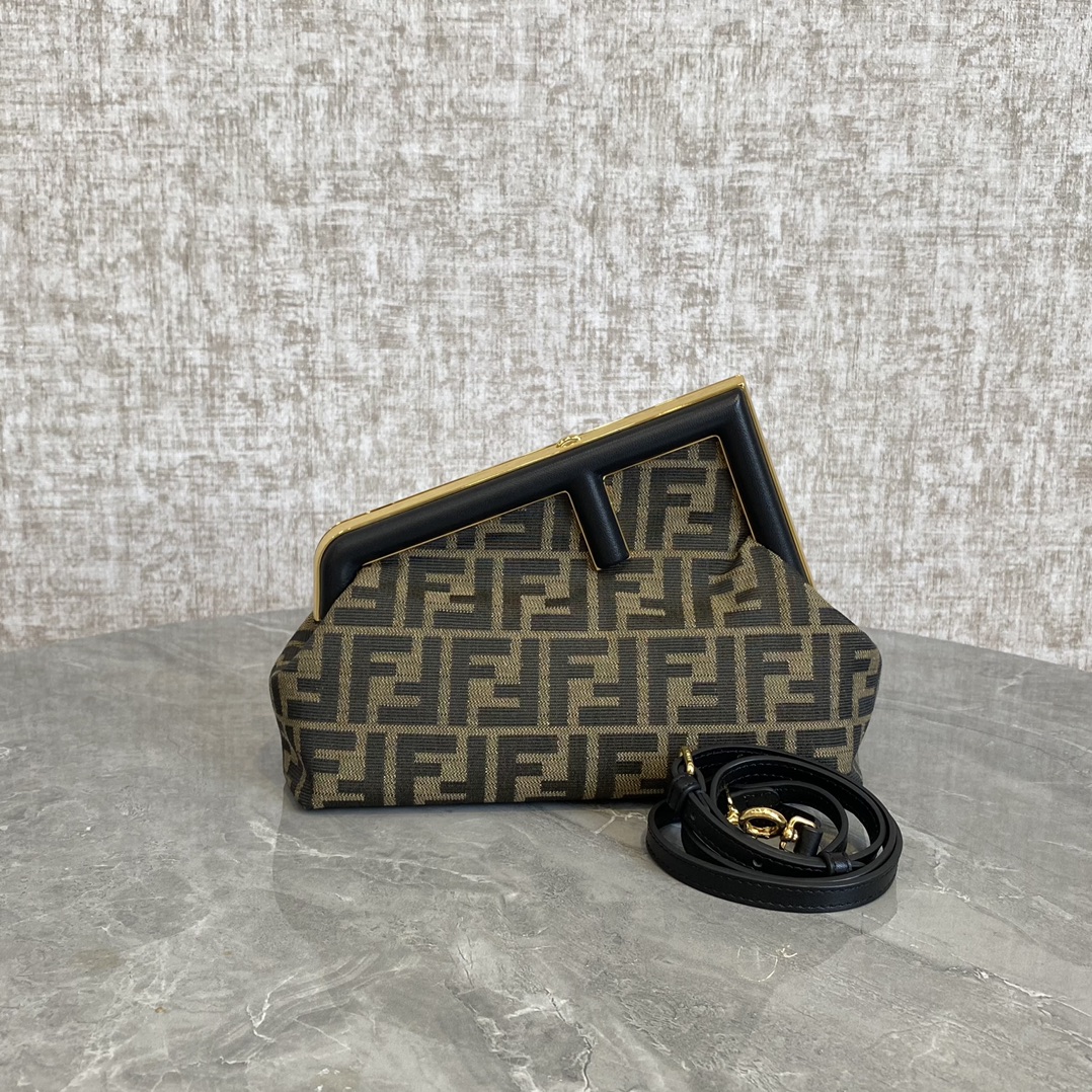 Fendi First Small Black Bag with FF Jacquard Bag