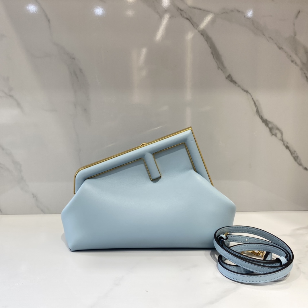 Fendi First Small Pale Pink Leather Bag Blue