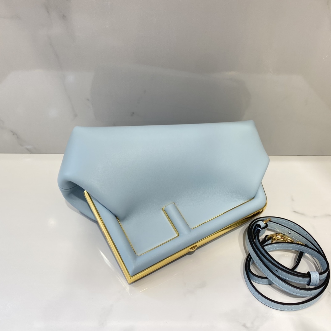 Fendi First Small Pale Pink Leather Bag Blue