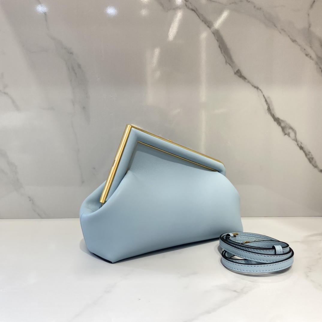 Fendi First Small Pale Pink Leather Bag Blue