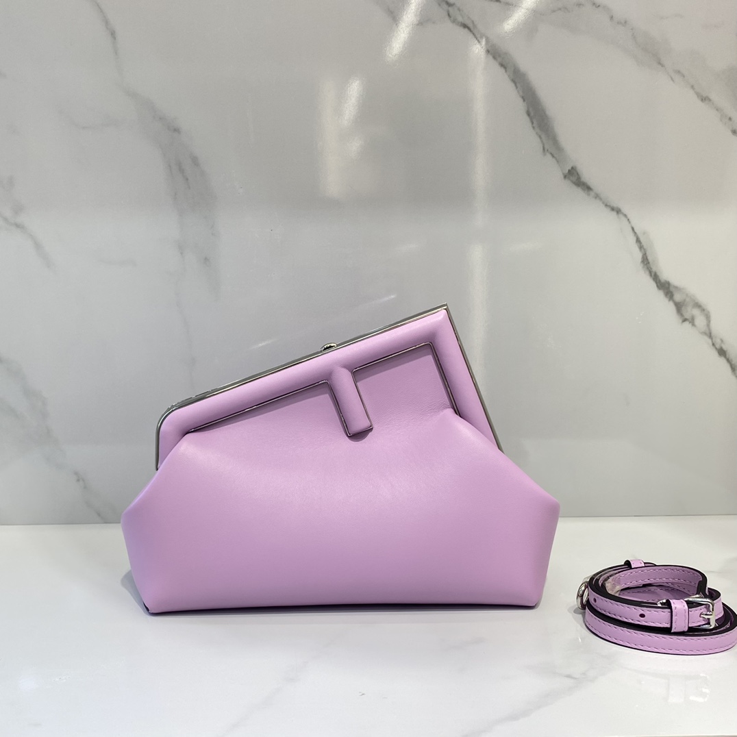 Fendi First Small Pale Pink Leather Bag Purple