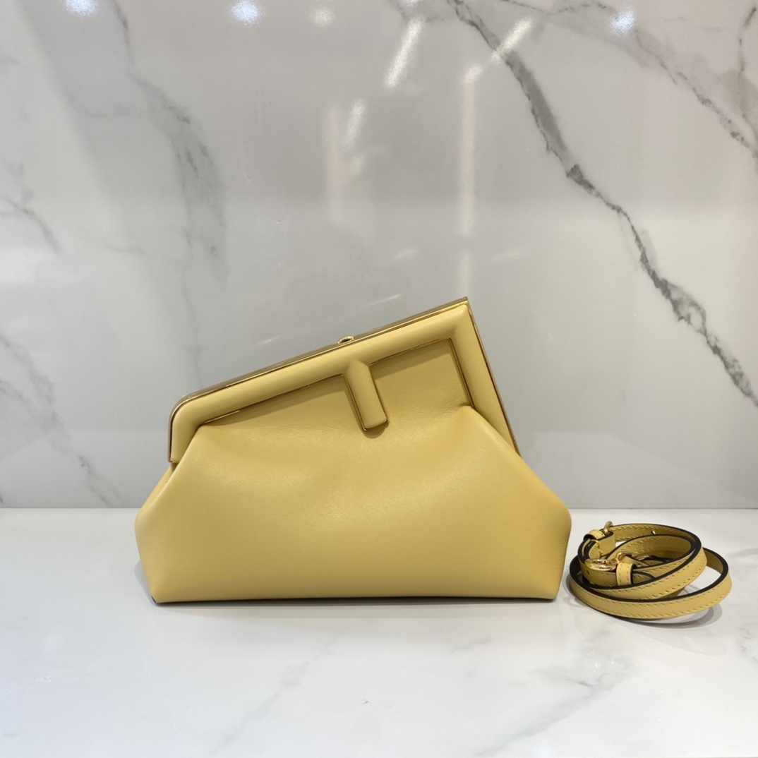 Fendi First Small Pale Pink Leather Bag Yellow