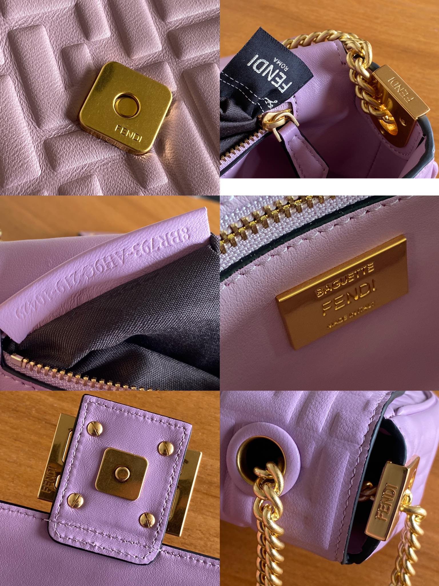 Fendi Iconic Medium Baguette Bag Purple Nappa Leather Bag