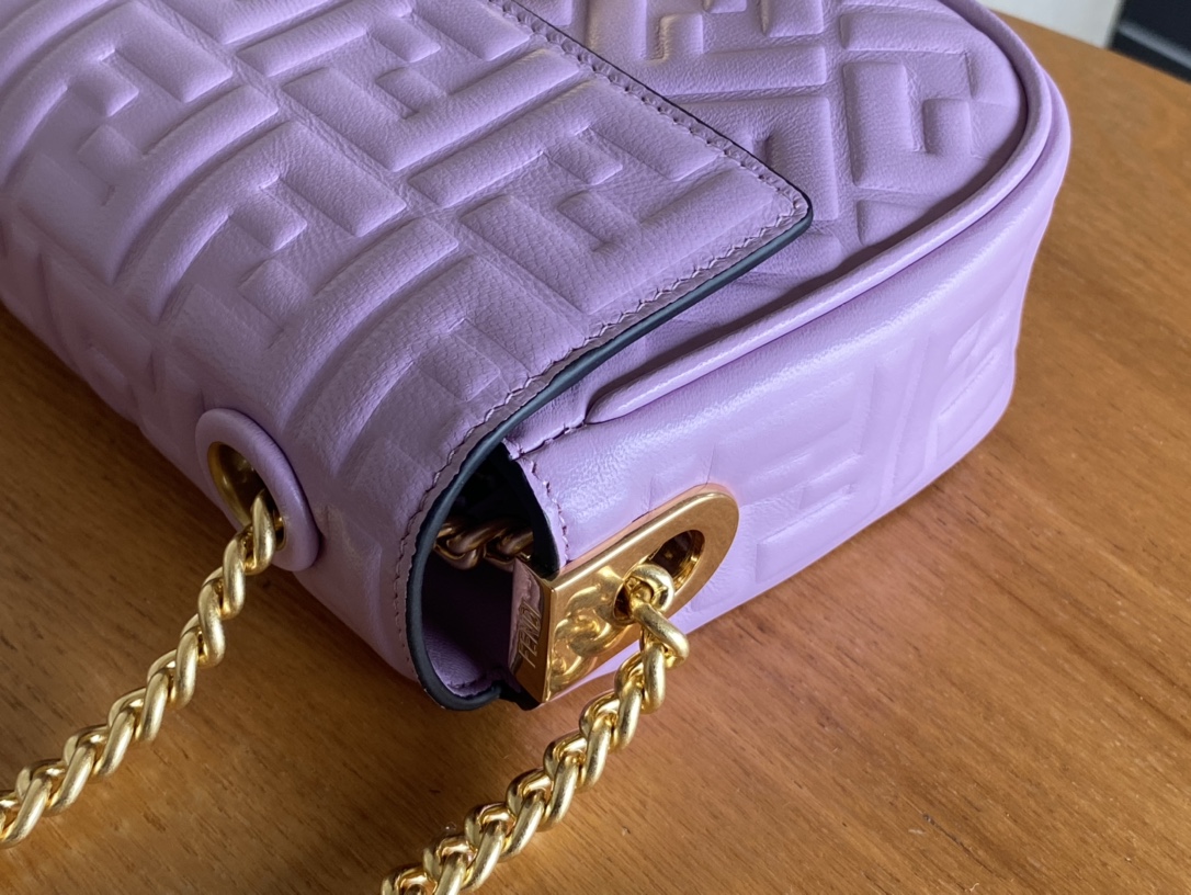 Fendi Iconic Medium Baguette Bag Purple Nappa Leather Bag