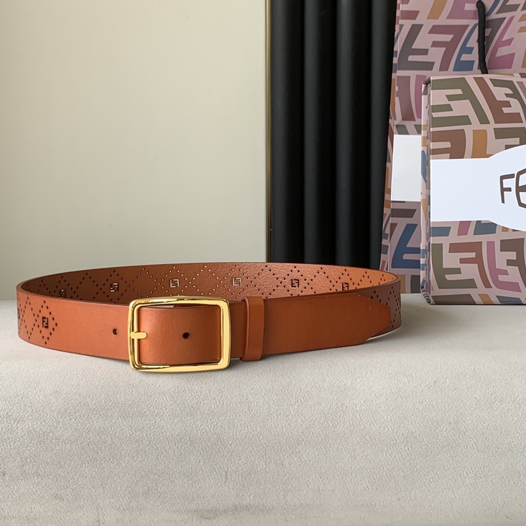 Fendi Leather Belt Width 3.5cm 010