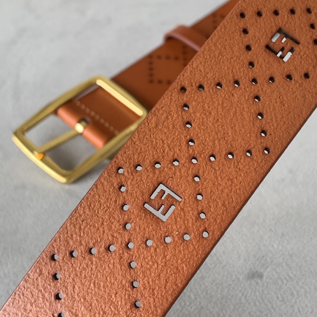 Fendi Leather Belt Width 3.5cm 010