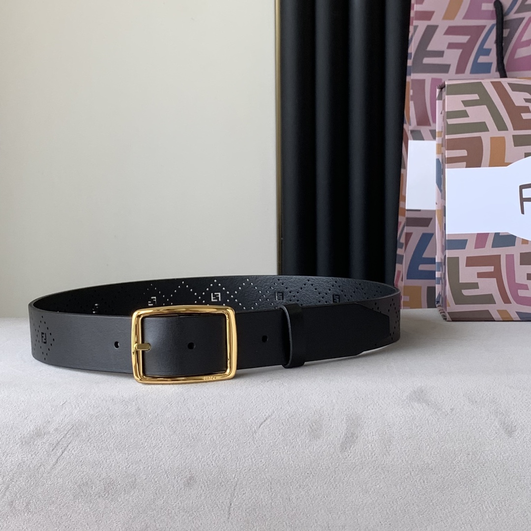 Fendi Leather Belt Width 3.5cm 010