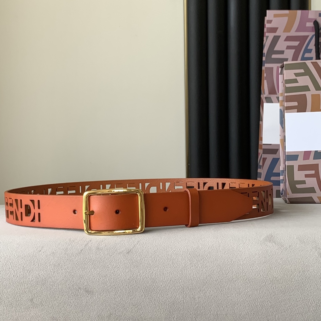 Fendi Leather Belt Width 3.5cm 017