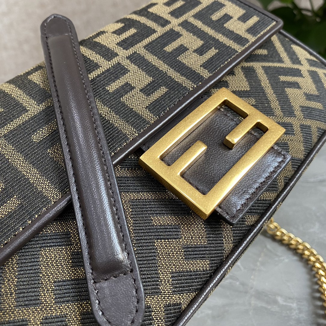 Fendi Medium Baguette Brown Fabric Bag