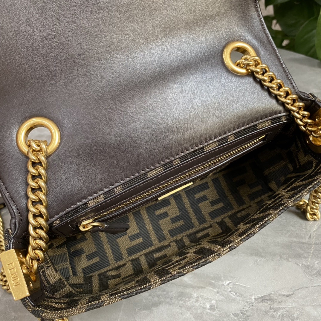 Fendi Medium Baguette Brown Fabric Bag